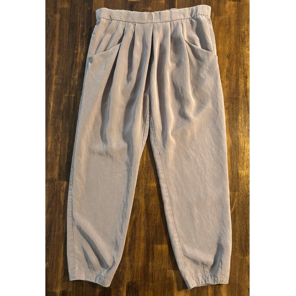 Eileen Fisher Size XS Pants Lantern Crop Pull On 100% Tencel Pleated Trouser